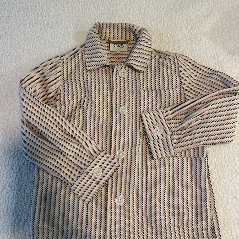 CKS Pink and Black Striped Shirt XS